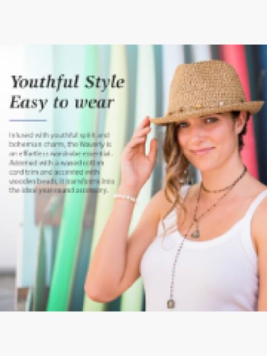 Women\'s Short Brim Trilby Fedora Sun Hat - Packable Adjustable